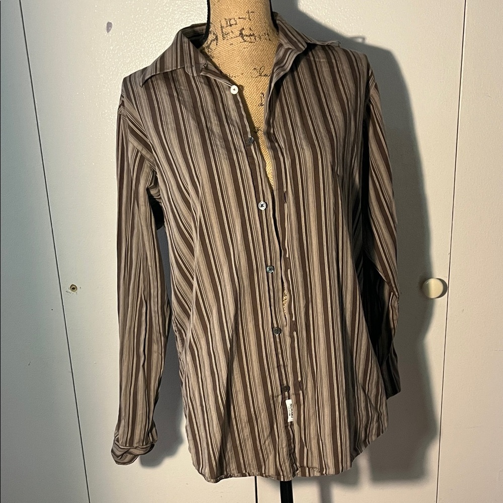 Murano Brown Striped Shirt